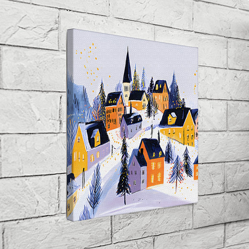 Картина квадратная Новогодние домики на горе / 3D-принт – фото 3