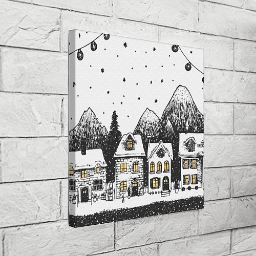 Картина квадратная Черно-белый новогодний город / 3D-принт – фото 3