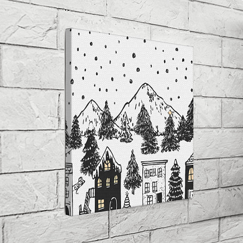 Картина квадратная Заснеженный черно-белый город / 3D-принт – фото 3