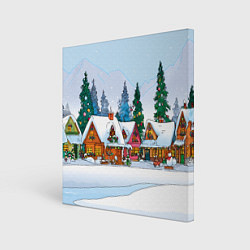 Холст квадратный Новогодник дворик, цвет: 3D-принт