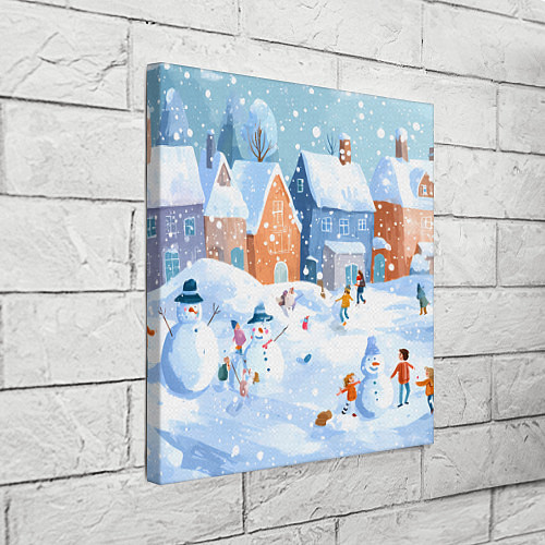 Картина квадратная Предновогодний день во дворе / 3D-принт – фото 3