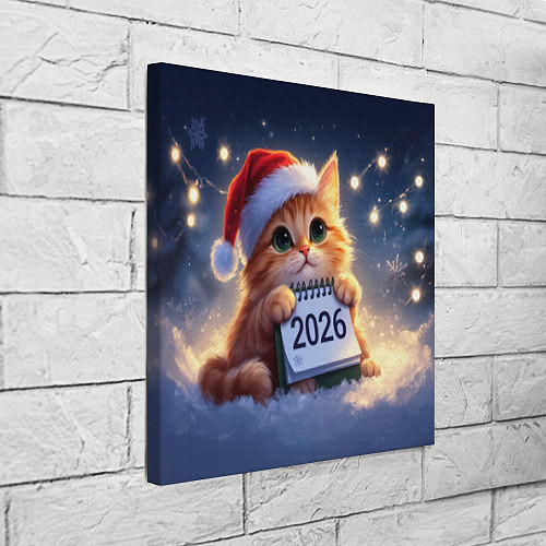 Картина квадратная Кот который ждет новый год / 3D-принт – фото 3