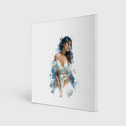 Холст квадратный Картина Момент тишины - Красивая девушка, цвет: 3D-принт