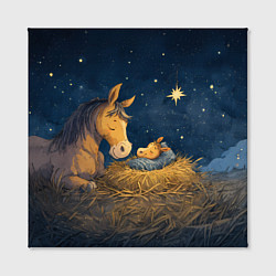 Холст квадратный Лошадка спит с жеребенком, цвет: 3D-принт — фото 2