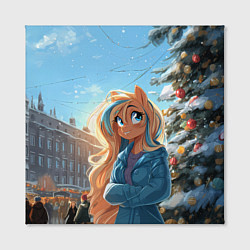 Холст квадратный Лошадка на новогодней площади, цвет: 3D-принт — фото 2