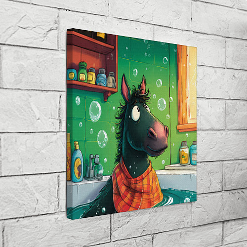 Картина квадратная Лошадь моется в ванной / 3D-принт – фото 3