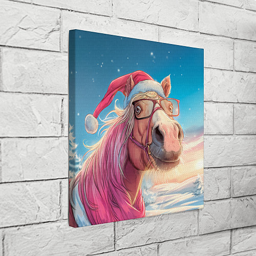 Картина квадратная Новогодняя лошадь в очках / 3D-принт – фото 3