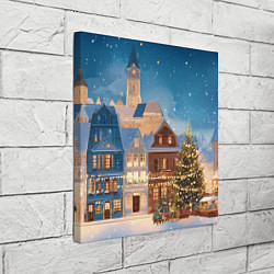 Холст квадратный Новогодний дворик и елка, цвет: 3D-принт — фото 2