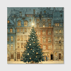 Холст квадратный Новогодний старый город, цвет: 3D-принт — фото 2