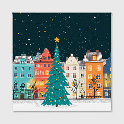 Холст квадратный Новогодняя ночь в городе, цвет: 3D-принт — фото 2