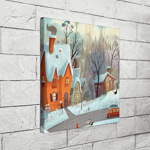 Картина квадратная Милый новогодний дворик / 3D-принт – фото 3