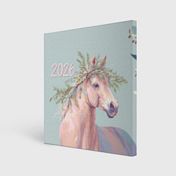 Холст квадратный 2026 Лошадка символ года, цвет: 3D-принт