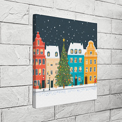 Холст квадратный Новогодний снежный город, цвет: 3D-принт — фото 2