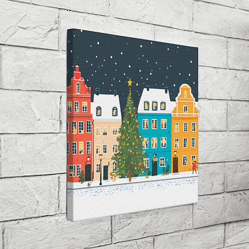 Картина квадратная Новогодний снежный город / 3D-принт – фото 3