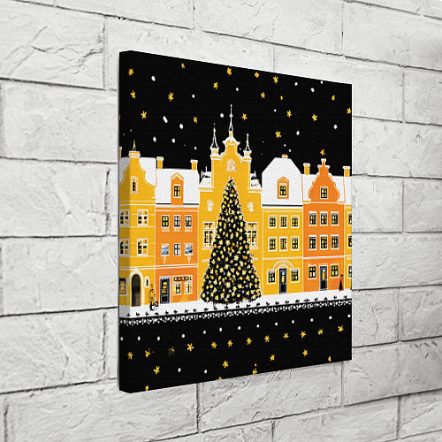 Картина квадратная Новогодняя ночь в городе / 3D-принт – фото 3