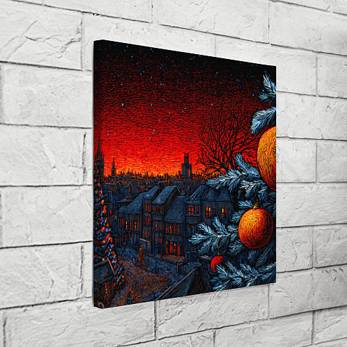 Картина квадратная Новый год в ночном городе / 3D-принт – фото 3