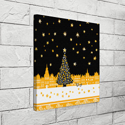 Холст квадратный Новый год в черно-желтом стиле, цвет: 3D-принт — фото 2