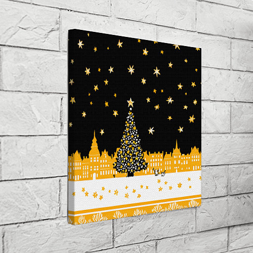 Картина квадратная Новый год в черно-желтом стиле / 3D-принт – фото 3