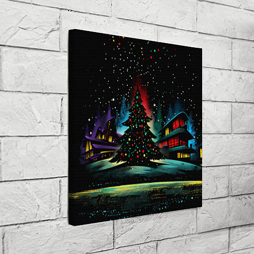 Картина квадратная Новый год на черном фоне / 3D-принт – фото 3