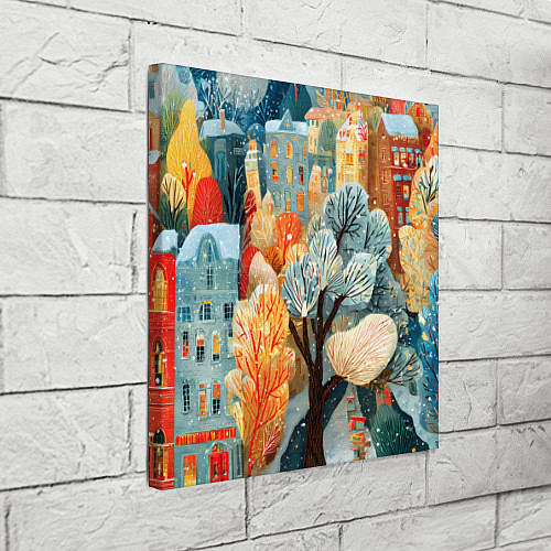 Картина квадратная Разноцветные новогодние домики / 3D-принт – фото 3