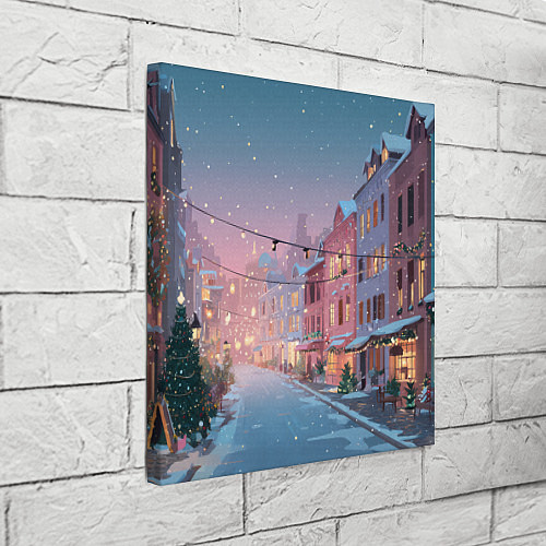 Картина квадратная Новогодняя улица / 3D-принт – фото 3