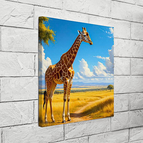 Картина квадратная Жираф в солнечной саванне / 3D-принт – фото 3