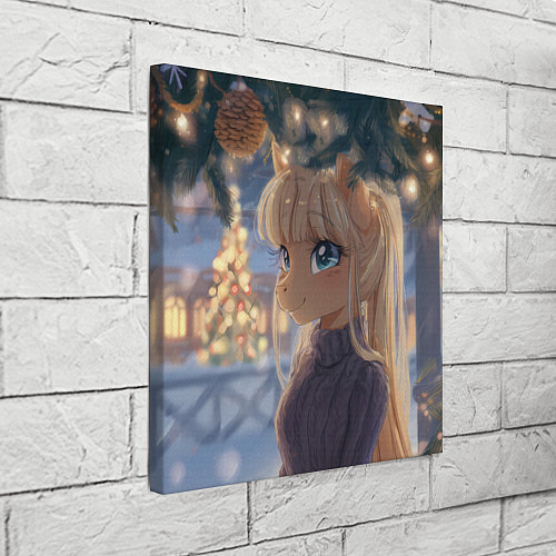 Картина квадратная Новогодняя анимешная лошадка / 3D-принт – фото 3