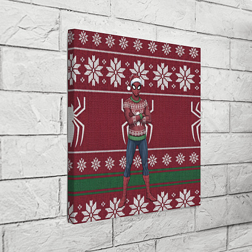 Картина квадратная Человек паук в вязаном свитере - новый год / 3D-принт – фото 3