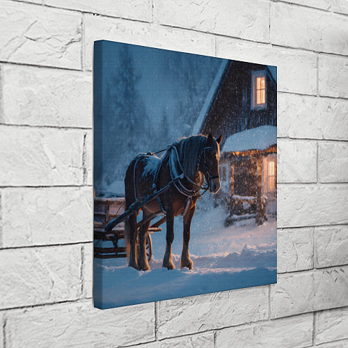 Картина квадратная Лошадь у избы / 3D-принт – фото 3