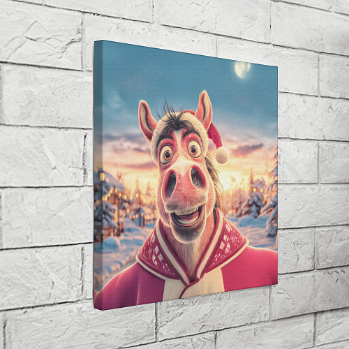 Картина квадратная Счастливая новогодняя лошадь / 3D-принт – фото 3