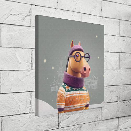 Картина квадратная Новогодняя лошадка хипстер / 3D-принт – фото 3