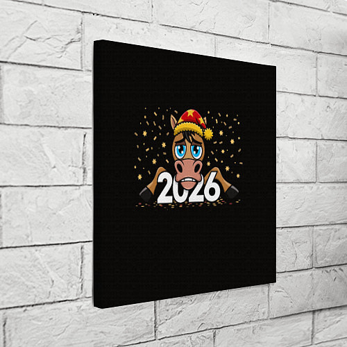 Картина квадратная Недовольный новогодний конь / 3D-принт – фото 3