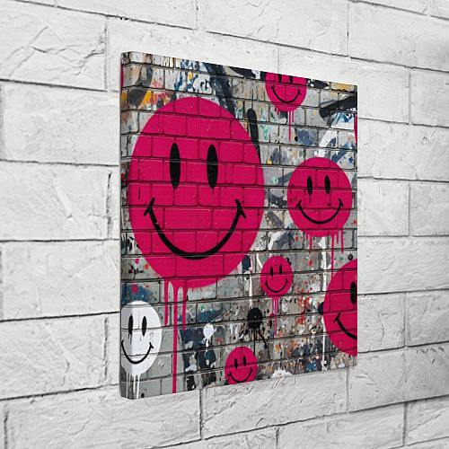 Картина квадратная Розовые смайлы граффити / 3D-принт – фото 3