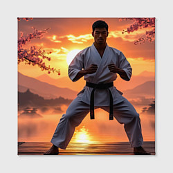 Холст квадратный Сакура и каратист, цвет: 3D-принт — фото 2