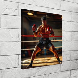 Холст квадратный Кикбоксер в стойке, цвет: 3D-принт — фото 2