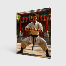 Холст квадратный Мастер кунг-фу в храме Шаолинь, цвет: 3D-принт