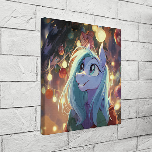 Картина квадратная Лошадка любуется новогодними лампочками / 3D-принт – фото 3