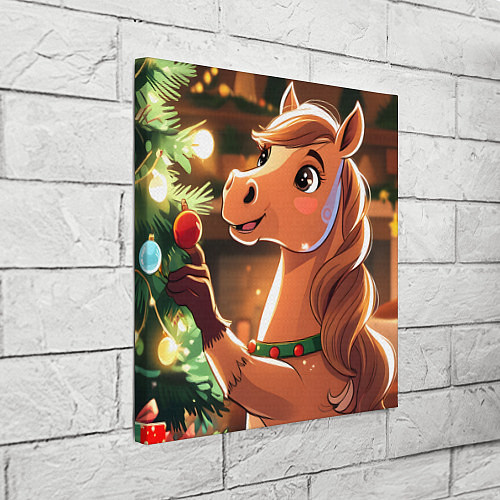 Картина квадратная Лошадка наряжает елку / 3D-принт – фото 3