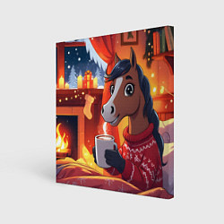 Холст квадратный Лошадка зимним вечером, цвет: 3D-принт