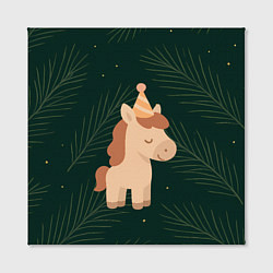 Холст квадратный Милая лошадка с колпаком, цвет: 3D-принт — фото 2