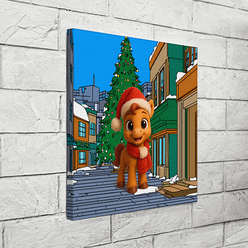 Картина квадратная Новогодняя лошадка и елка / 3D-принт – фото 3