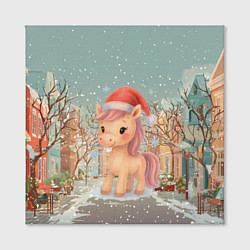 Холст квадратный Маленькая новогодняя милая лошадка, цвет: 3D-принт — фото 2