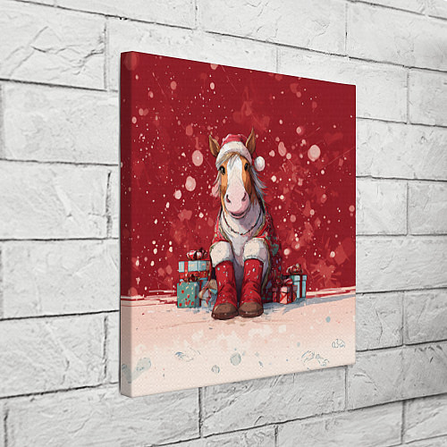 Картина квадратная Лошадка в новогодних сапогах / 3D-принт – фото 3