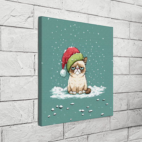 Картина квадратная Недовольный новогодний котик / 3D-принт – фото 3