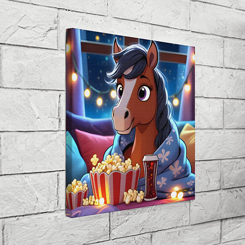 Картина квадратная Новогодняя лошадка с попкорном / 3D-принт – фото 3