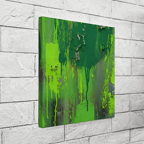 Картина квадратная Зеленая обшарпанная стена / 3D-принт – фото 3