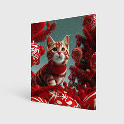 Картина квадратная Рыжий кот - Новый год