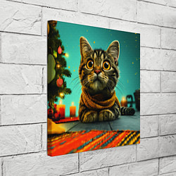 Холст квадратный Котик под елкой, цвет: 3D-принт — фото 2