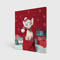 Холст квадратный Сфинкс новогодняя кошка, цвет: 3D-принт