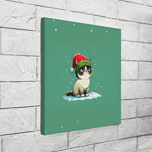 Картина квадратная Новогодний мем котик / 3D-принт – фото 3